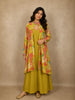 Parrot Green Floral Printed Design Cotton Plazzo Suit with Jacket
