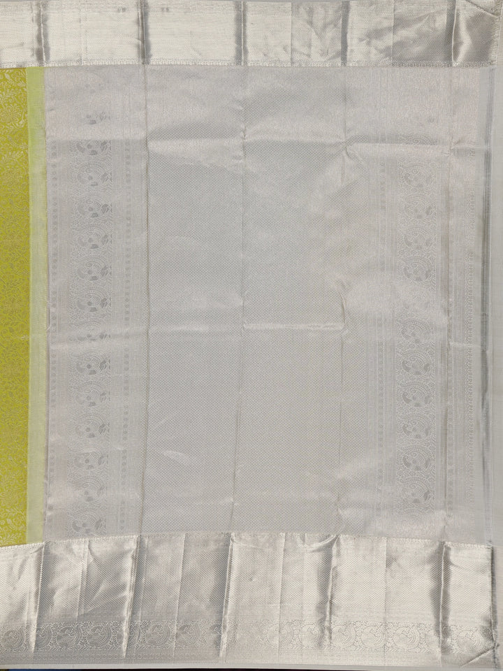 Parrot Green Floral Woven Pure Kanchipuram Silk Saree - Diadem