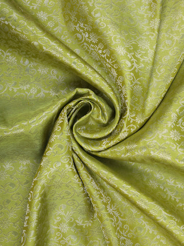 Parrot Green Floral Woven Pure Kanchipuram Silk Saree - Diadem