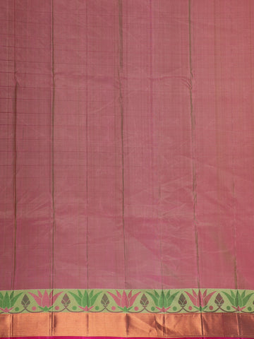 Parrot Green Solid Design Round Motif Zari Border Silk Saree - Diadem
