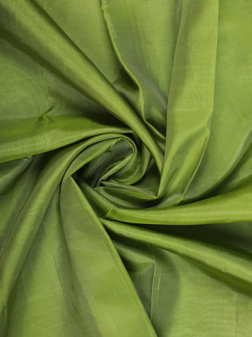 Parrot Green Solid Design Round Motif Zari Border Silk Saree - Diadem