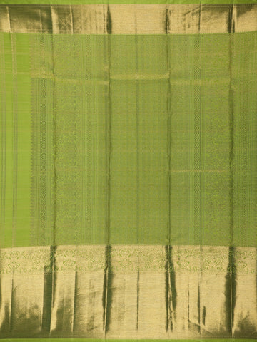 Parrot Green Solid Design Zari Border Silk Saree - Diadem
