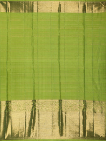 Parrot Green Solid Design Zari Border Silk Saree - Diadem