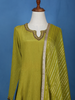 Parrot Green Solid Zardosi Worked Semi Silk Salwar Suit - Diadem
