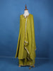 Parrot Green Solid Zardosi Worked Semi Silk Salwar Suit - Diadem