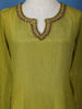 Parrot Green Solid Zardosi Worked Semi Silk Salwar Suit - Diadem