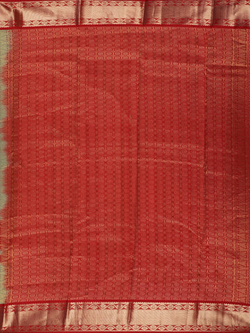 Parrot Green Woven Zari Border Silk Saree - Diadem