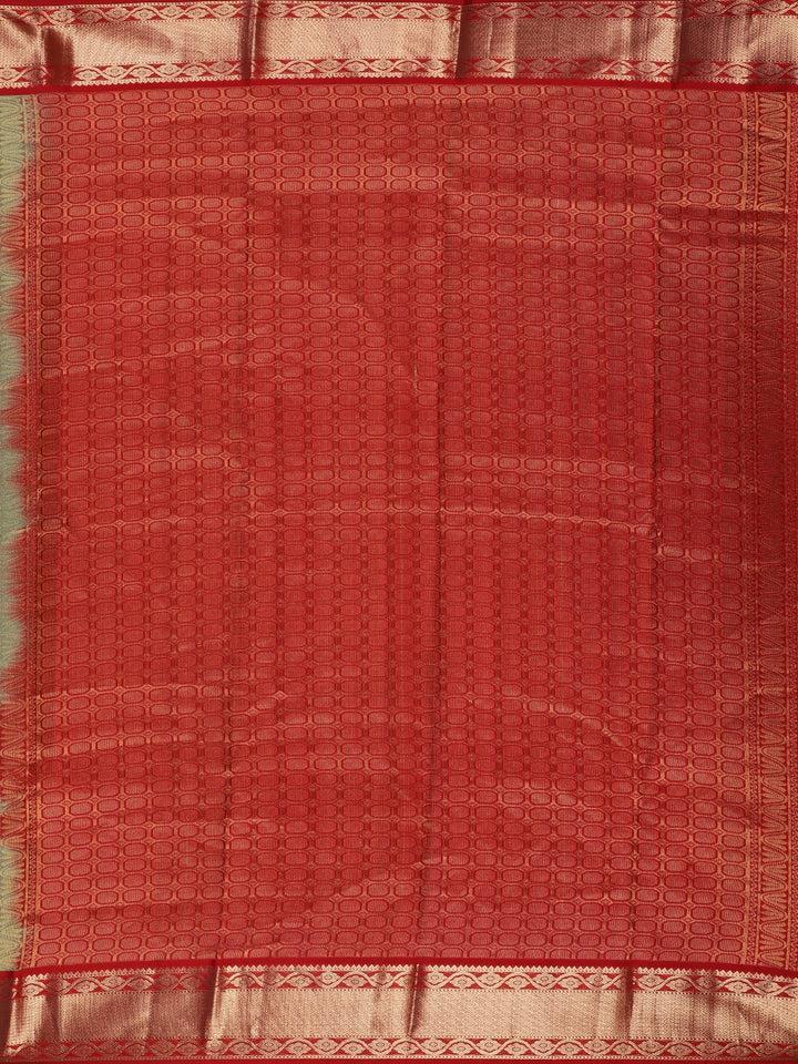 Parrot Green Woven Zari Border Silk Saree - Diadem