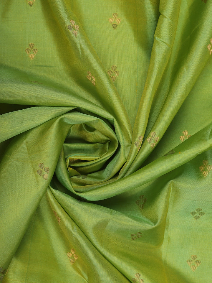 Parrot Green Woven Zari Border Silk Saree - Diadem