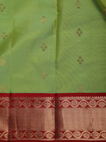 Parrot Green Woven Zari Border Silk Saree - Diadem