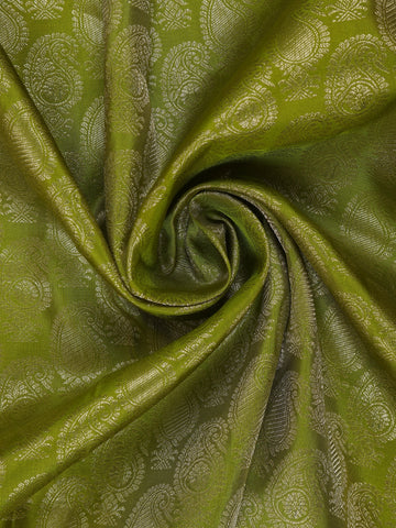 Parrot Green paisley Woven Pure Kanchipuram Silk Saree - Diadem