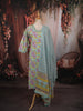 Pastel Aqua Blue Floral Vine Printed Design Pure Cotton Straight Cut Salwar Suit with Matching Dupatta