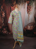 Pastel Aqua Blue Floral Vine Printed Design Pure Cotton Straight Cut Salwar Suit with Matching Dupatta