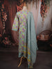Pastel Aqua Blue Floral Vine Printed Design Pure Cotton Straight Cut Salwar Suit with Matching Dupatta