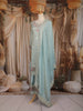 Pastel Aqua Blue Floral and Sequins Embroidered Georgette Palazzo Suit