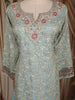 Pastel Aqua Blue Floral and Sequins Embroidered Georgette Palazzo Suit