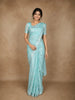 Pastel Aqua Blue Heavy Sequins Embroidered Design Chiffon Designer Saree