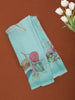 Pastel Aqua Green Leaf Printed Chiffon Saree with Ombre Border