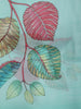 Pastel Aqua Green Leaf Printed Chiffon Saree with Ombre Border