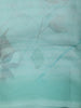 Pastel Aqua Green Minimal Floral Printed Chiffon Saree with Ombre Border