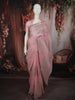 Pastel Baby Pink Abstract Thread Embroidered Design Pure Tissue Silk Party Wear Saree