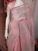 Pastel Baby Pink Abstract Thread Embroidered Design Pure Tissue Silk Party Wear Saree