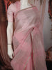 Pastel Baby Pink Abstract Thread Embroidered Design Pure Tissue Silk Party Wear Saree