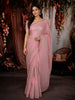 Pastel Baby Pink Abstract Thread Embroidered Design Pure Tissue Silk Party Wear Saree