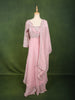 Pastel Baby Pink Floral Sequins and Zari Embroidered Design Tissue Organza Fancy Lehenga with Matching Dupatta