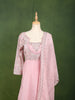 Pastel Baby Pink Floral Sequins and Zari Embroidered Design Tissue Organza Fancy Lehenga with Matching Dupatta
