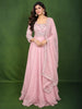 Pastel Baby Pink Floral Sequins and Zari Embroidered Design Tissue Organza Fancy Lehenga with Matching Dupatta