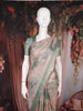 Pastel Beige Floral Printed Tissue Saree