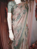 Pastel Beige Floral Printed Tissue Saree