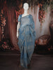 Pastel Blue Abstract Thread Embroidered Design Pure Tissue Silk Party Wear Saree