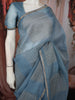 Pastel Blue Abstract Thread Embroidered Design Pure Tissue Silk Party Wear Saree