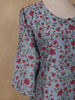 Pastel Blue Floral Design Cotton Kurti - Diadem