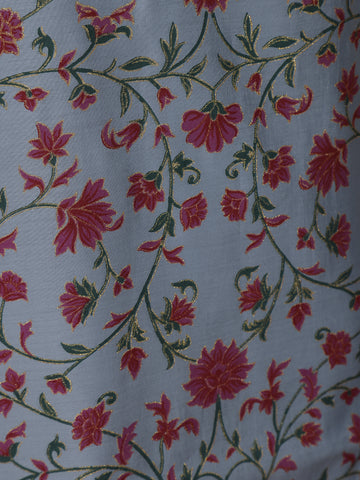 Pastel Blue Floral Design Cotton Kurti - Diadem