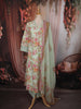 Pastel Blue Floral Printed Design Cotton Straight Cut Salwar Suit wit Matching Dupatta