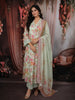 Pastel Blue Floral Printed Design Cotton Straight Cut Salwar Suit wit Matching Dupatta