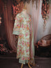 Pastel Blue Floral Printed Design Cotton Straight Cut Salwar Suit wit Matching Dupatta