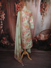 Pastel Blue Floral Printed Design Cotton Straight Cut Salwar Suit wit Matching Dupatta