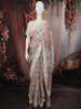 Pastel Blue Floral Printed Design Pure Organza Party Wear Saree with Stitched Designer Blouse