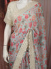 Pastel Blue Floral Printed Design Pure Organza Party Wear Saree with Stitched Designer Blouse