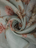 Pastel Blue Floral Printed Design Pure Tussar Silk Fancy Saree with Solid Border