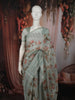Pastel Blue Floral Printed Design Pure Tussar Silk Fancy Saree with Solid Border
