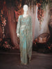Pastel Blue Heavy Sequins and  Beads Embroidered Design Net Party Wear Saree with Stitched Full Sleeve Designer Blouse