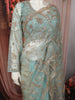 Pastel Blue Heavy Sequins and  Beads Embroidered Design Net Party Wear Saree with Stitched Full Sleeve Designer Blouse
