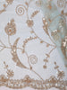 Pastel Blue Heavy Sequins and  Beads Embroidered Design Net Party Wear Saree with Stitched Full Sleeve Designer Blouse