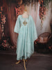 Pastel Blue Peacock Motif Sequins Embroidered Design Pure Cotton Anarkali Salwar Suit with Matching Dupatta