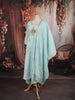 Pastel Blue Peacock Motif Sequins Embroidered Design Pure Cotton Anarkali Salwar Suit with Matching Dupatta